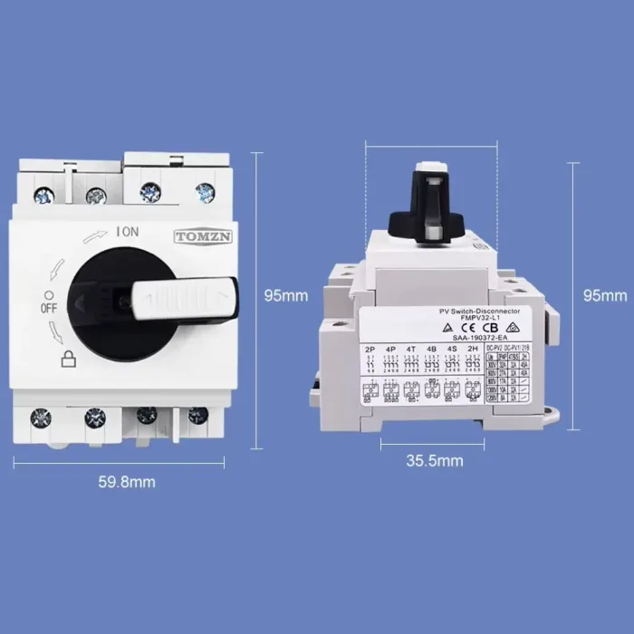 Seccionador Rotativo Solar 1200Vcc - 4P 32A - Imagen 4