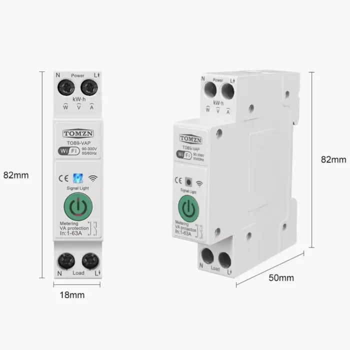 Interruptor Inteligente WiFi con Medidor de Energía y Protecciones - 1P+N 63A - Imagen 3