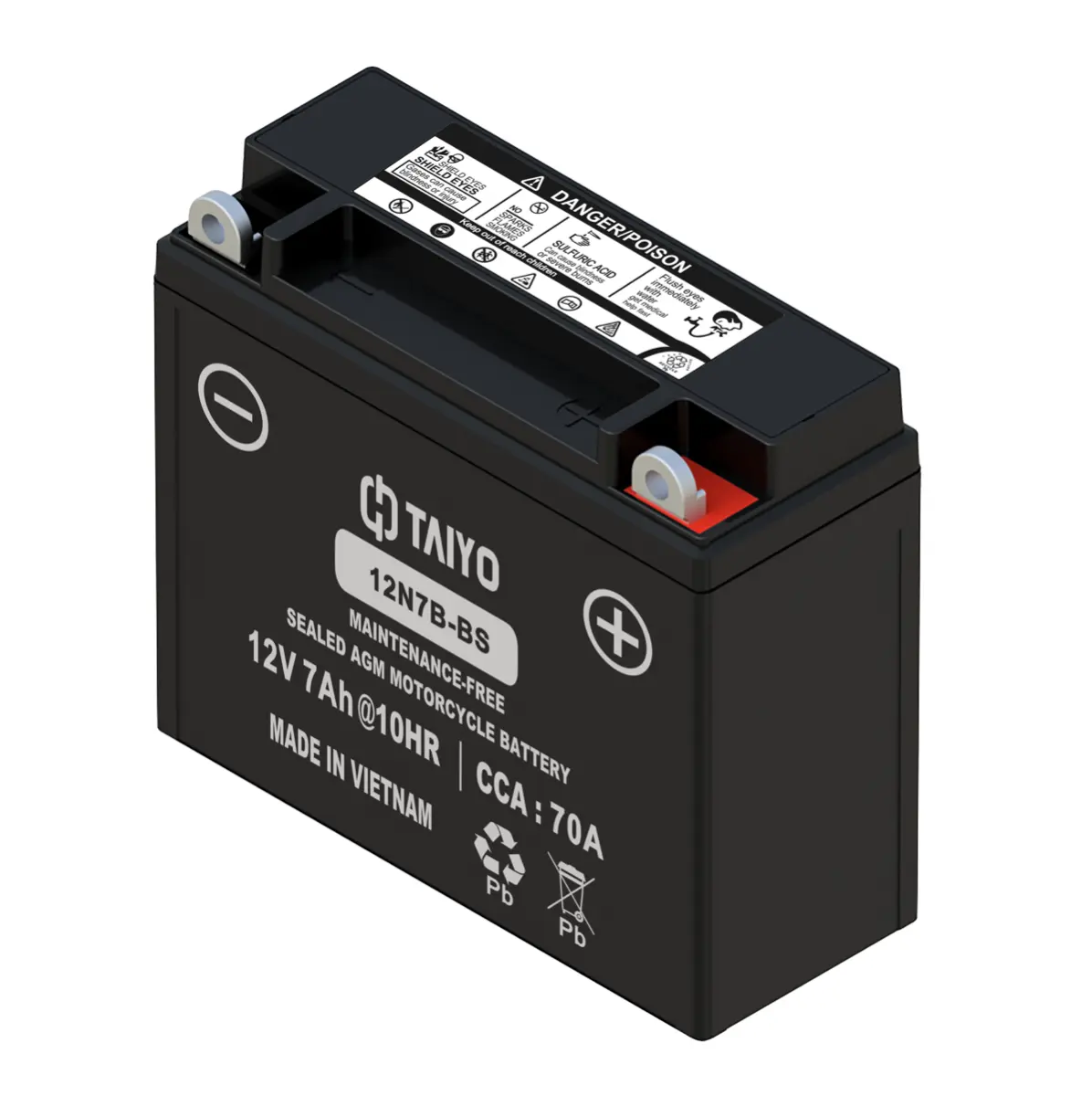Bateria-para-motos-taiyo-12N7B-BS Batería para Motos 12N7B-BS (AGM, 12V 7Ah, CCA 70A) - Imagen 1