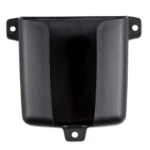 Contenedor negro de plástico elegante y funcional para almacenamiento en oficina o taller.