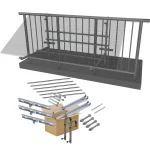 Sistema de barandilla moderna con piezas de ensamblaje y diseño contemporáneo.