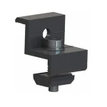 Soporte mecánico de metal negro para aplicaciones industriales, con diseño preciso y resistente.