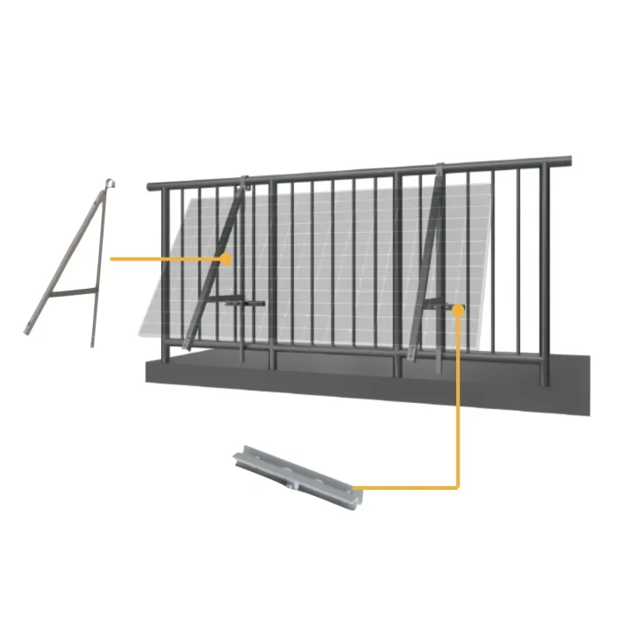 Sistema de montaje de panel solar en baranda para balcones, optimizando la captación de energía.