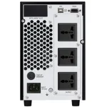 Panel trasero de fuente de alimentación con puertos USB, conexiones y protección eléctrica.