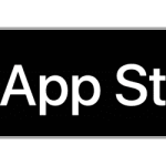 Logo de la App Store de Apple en un fondo negro, símbolo de aplicaciones para iPhone.
