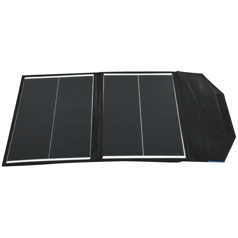Panel solar portátil flexible, ideal para camping y actividades al aire libre.