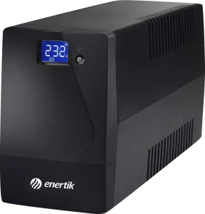 UPS Ener Tik moderno con pantalla digital y protección de energía para hogar y oficina.