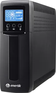 Unidad UPS Enertik moderna con pantalla LCD y control de energía eficiente.