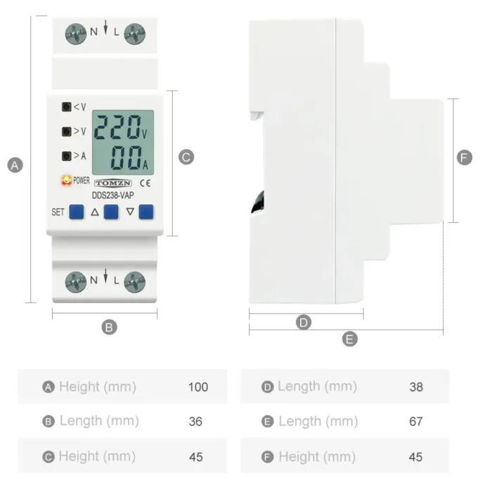 Protector de voltaje y corriente ajustable - 2P 80A - Imagen 5