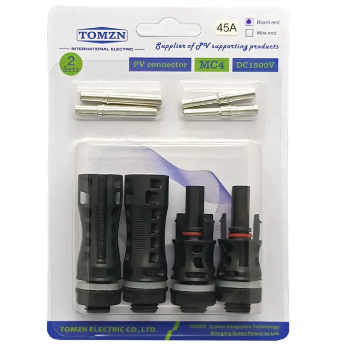 Conector MC4 1500Vcc 45A – Kit 2 Pares (para Montaje PCB / Caja de Distribución) - Imagen 2