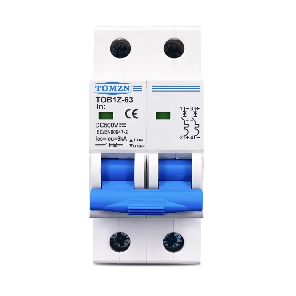 TOB1Z-63-2P-IMG01 Interruptor Termomagnetico de Corriente Continua 500Vcc - 2P 20A - Imagen 1