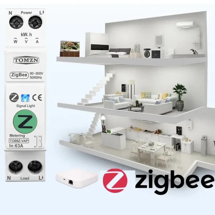 Interruptor Inteligente Zigbee con Medidor de Energía y Protecciones - 1P+N 63A - Imagen 2