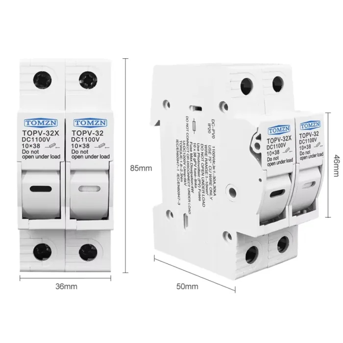 Portafusible para Fusible Solar gPV 10x38mm con LED - 2P - Imagen 6