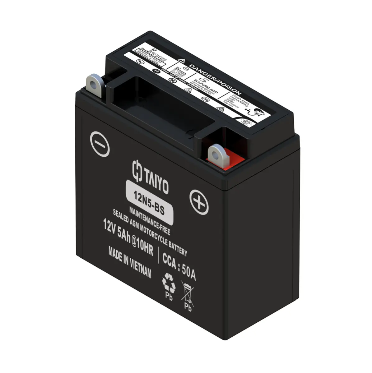 Bateria-para-motos-taiyo-12N5-BS Batería para Motos 12N5-BS (AGM, 12V 5Ah, CCA 50A) - Imagen 1