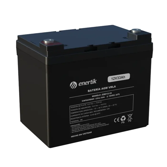 Batería de Ciclo Profundo AGM – Enertik – 12V 33Ah - Imagen 1