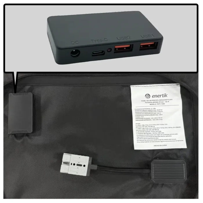 Cargador portátil de panel solar (Flexible, con USB, DC y Anderson) - 120W - Imagen 5