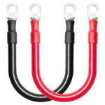 Cables eléctricos rojo y negro para conexiones de batería en proyectos automotrices.